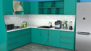 3D A set of kitchen equipment with furniture for small kitchens model