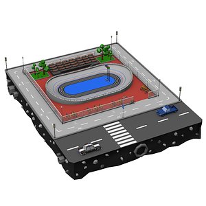 Velodrome Cycling Track Low Poly