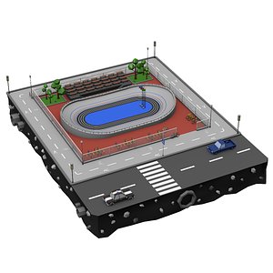 Velodrome Cycling Track Low Poly