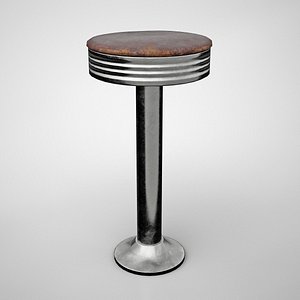 3D Retro Diner Bar Stool - Vintage Cafe Chair
