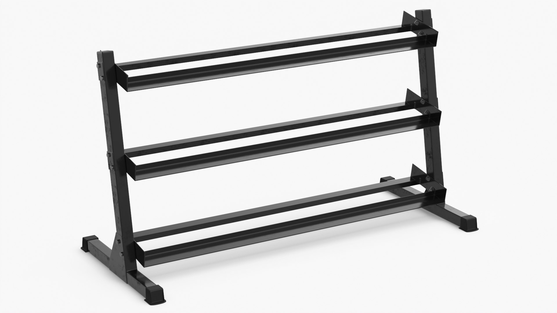 Horizontal Three Tier Dumbbell Storage Rack 3D model preview