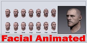 Realistic Male Head - Facial Animated