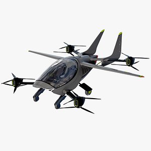 3D Flying Car eVTOL Air One Black PBR