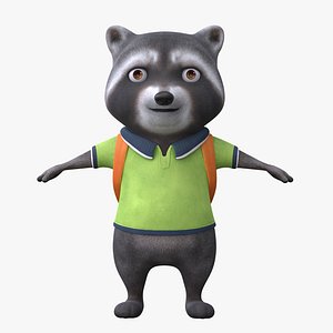 3D cute raccoon cartoon
