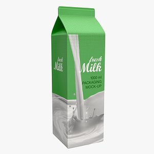 3D Milk Packaging Box 1000 ml Mockup model