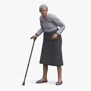 Older Woman with Walking Cane