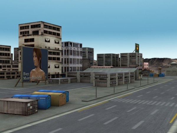low-poly urban environment road street 3d model