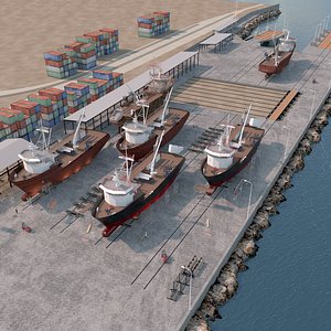 shipyard fishing boat 3D model