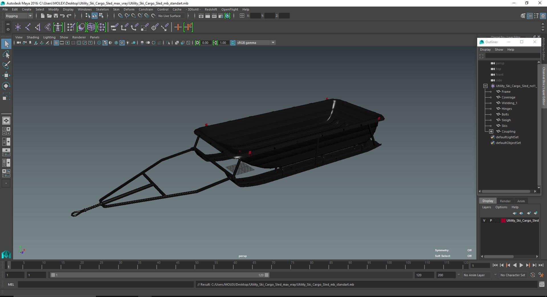 3D Utility Ski Cargo Sled - TurboSquid 2113198