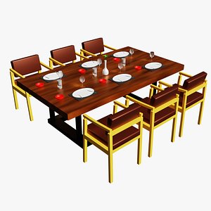 3D Table and Chair Restaurant Full Set3 model