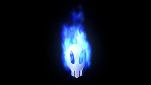3d model burning blue flame skull
