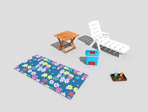 5 low poly beach props pack