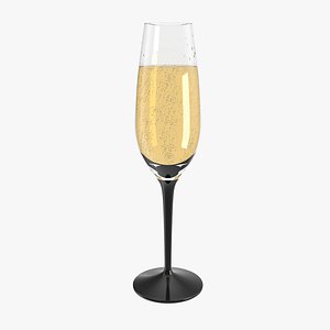Black Stem Champagne Glass 3D Model