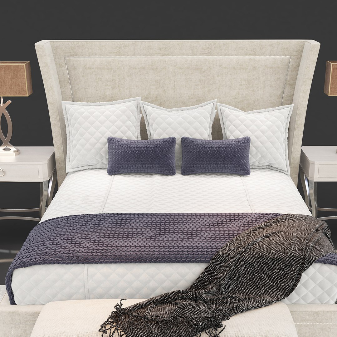 3D criteria upholstered bed TurboSquid 1302467