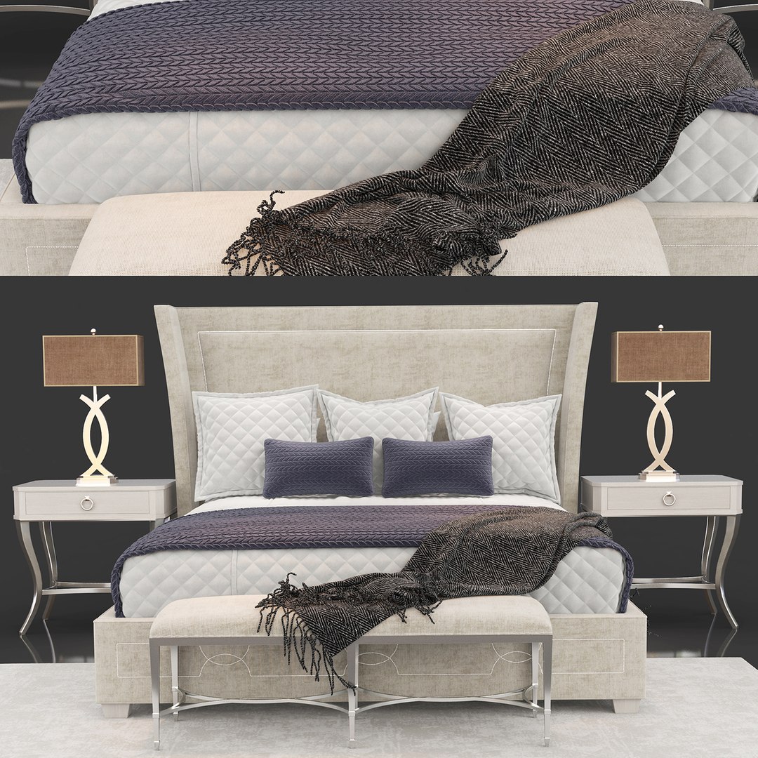 3D criteria upholstered bed TurboSquid 1302467