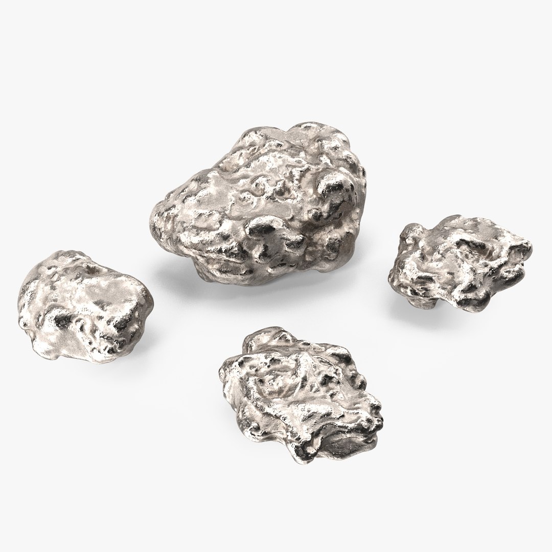 Metallic Silver Big Minerals 3D model preview