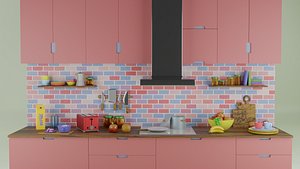 3D Kitchen low-poly model