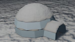 Igloo with snow OBJ Blend 3D