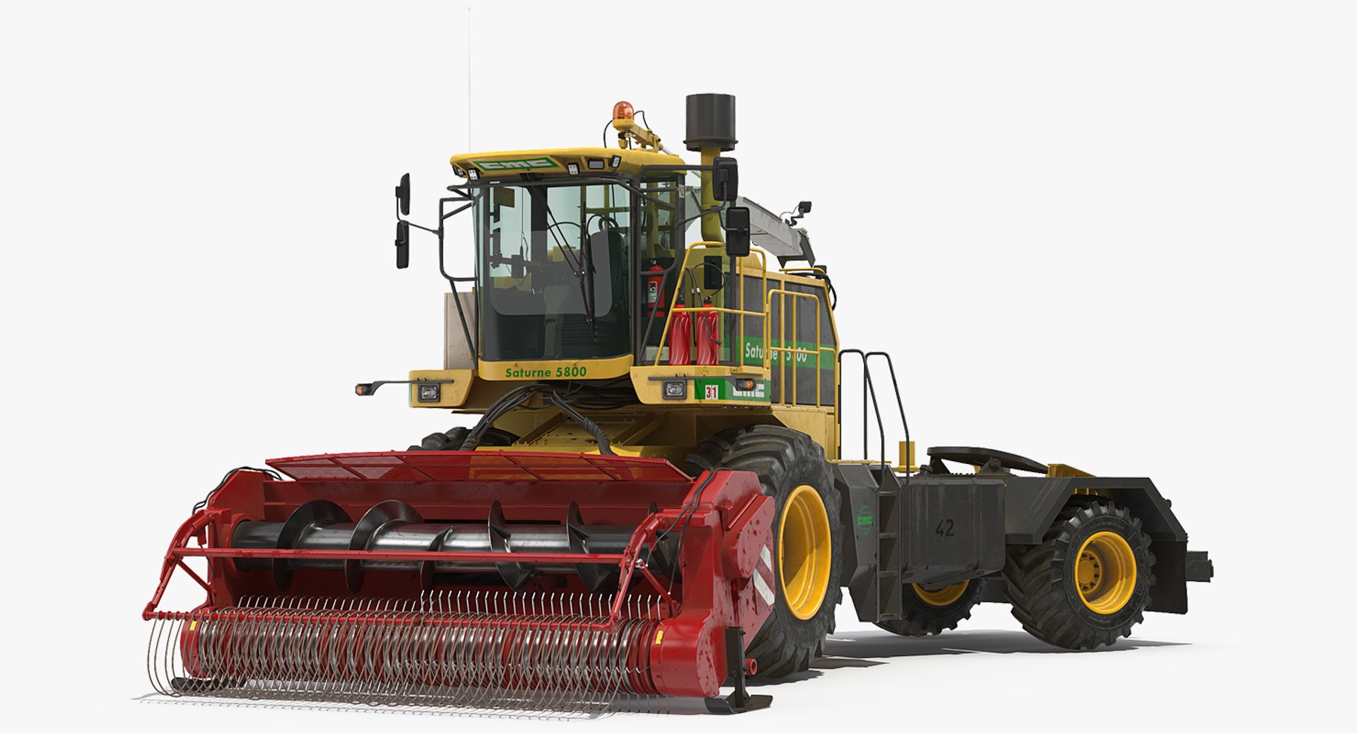 Harvester CMC Saturne 5800 Dirty Rigged 3D Model 3D model preview