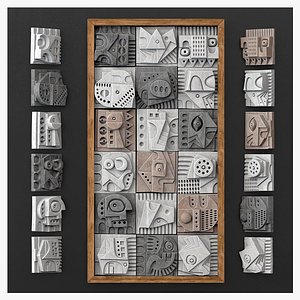 3D Panel Medium decorative cube Hieroglyphs n6 model