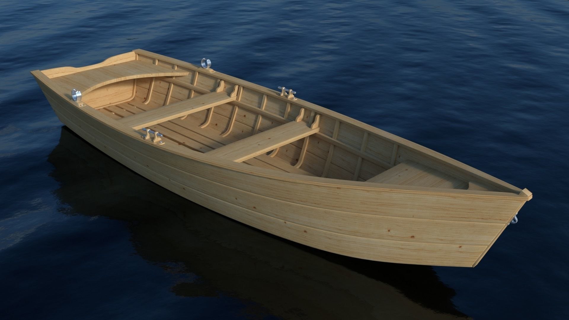 3D model flat wooden row boat - TurboSquid 1318111