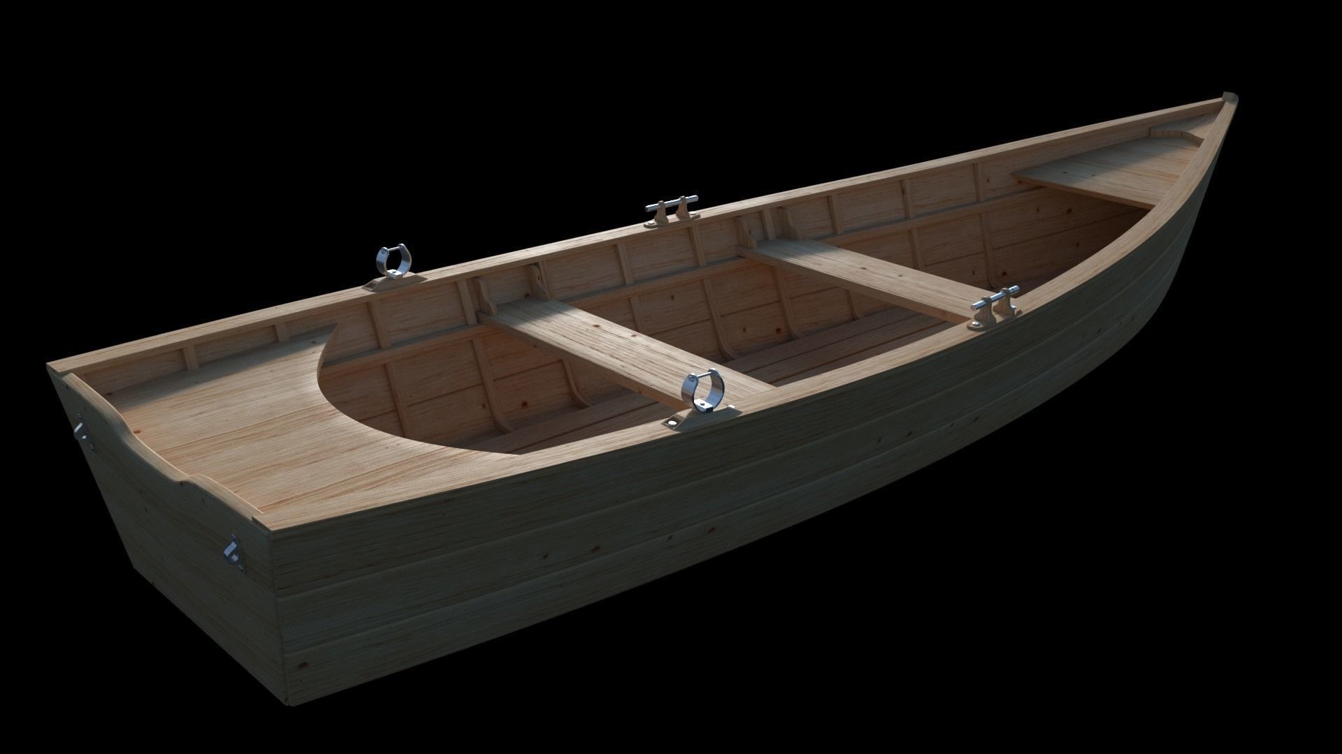 3D model flat wooden row boat TurboSquid 1318111