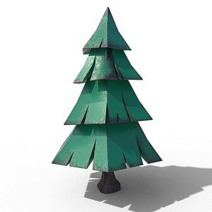 3D model cartoon style pine tree