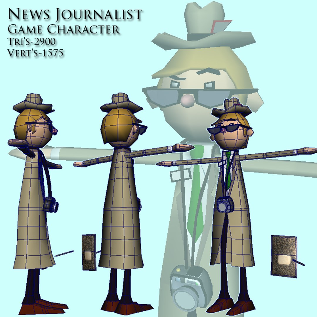 News Reporter Man Character 3d Model