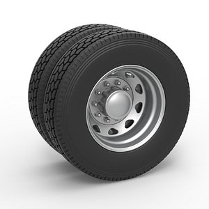 10 Triangular Hole Rear double wheel of semi truck Version 1 Scale 1 to 25