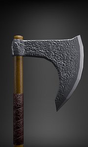 3D Detailed Medieval Viking Axe Low poly model