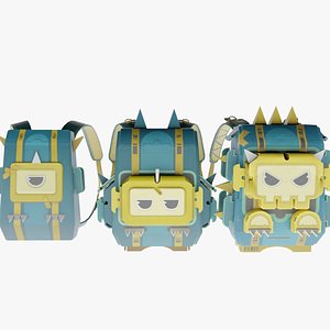 Bag 3x Cardboard Dino Backpack 3D model