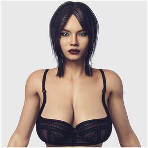 Beauty Brunette in Black Lingerie