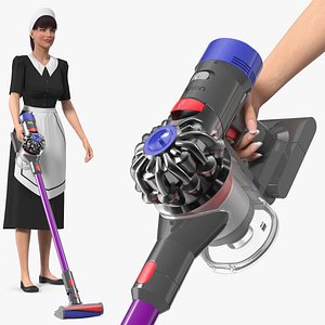 Housekeeping Maid with Dyson V8 3D model