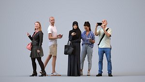 3D Basics0313 - A set containing 5 models of male and female adults standing in casual attire in public