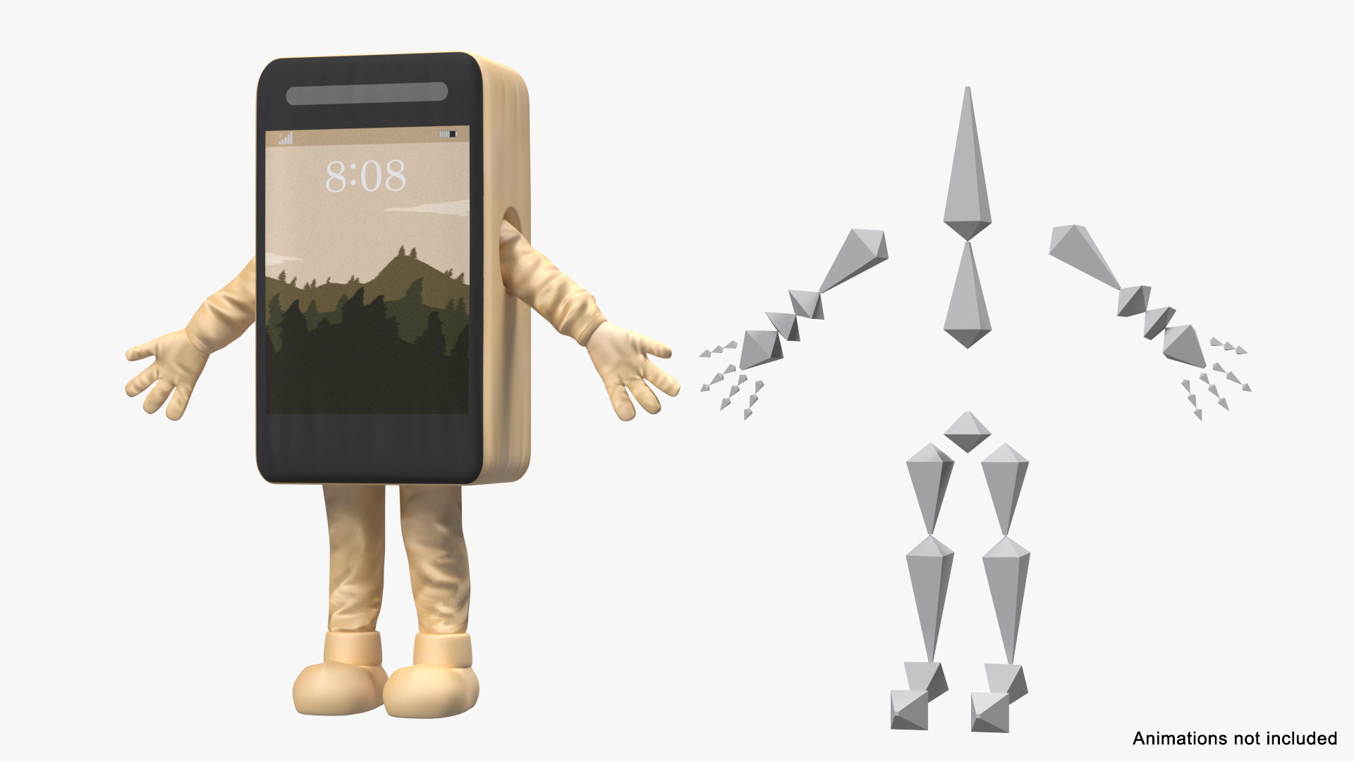 Phone Costume Character Golden Rigged Model - TurboSquid 2059340