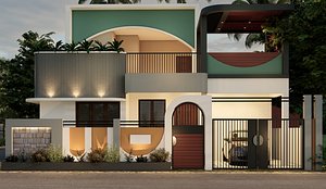 Post modern house facade model 3D model model