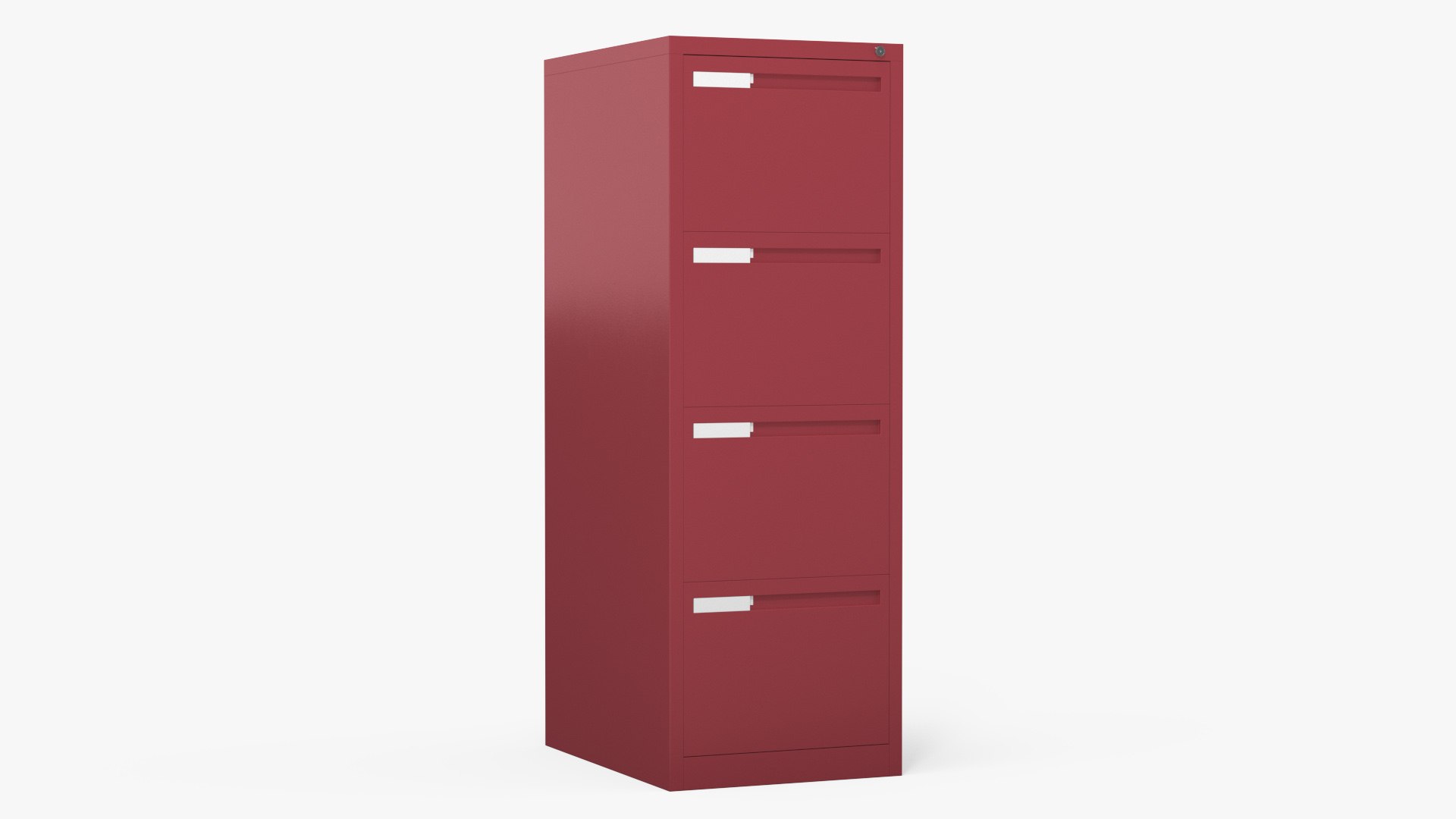 Filing Cabinet 4 Drawer Red 3D model preview
