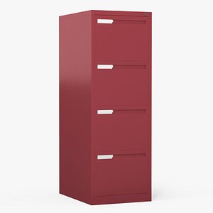 Filing Cabinet 4 Drawer Red