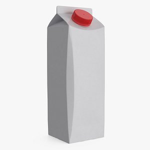 Blank Beverage Carton with Red Cap 1L White