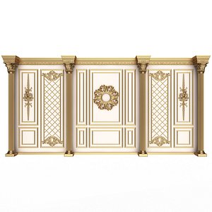 Boiserie Classic Wall with Mouldings 05 White 3D model