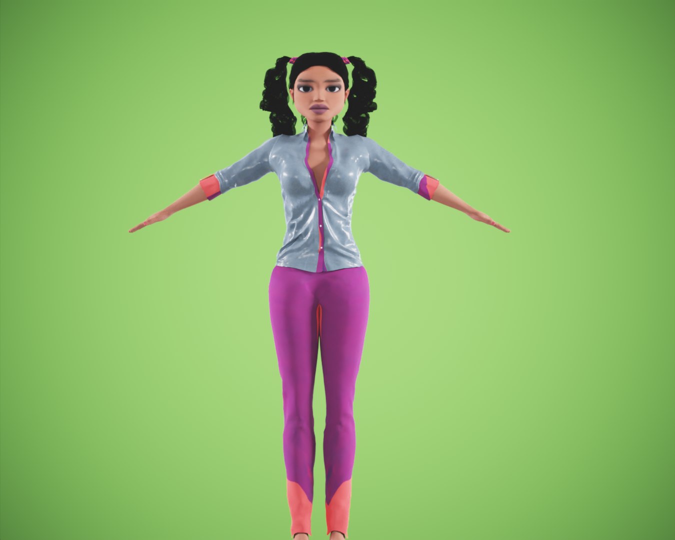 3D Cartoon Game Rigged Girl - TurboSquid 2214429