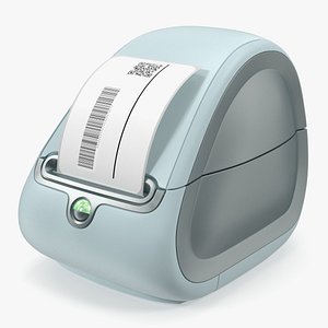 3D Thermal Label Printer with Barcode model