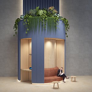 3D model Modern waiting and resting area design plant pile climbing vine vine turtle back leaf sitting postur