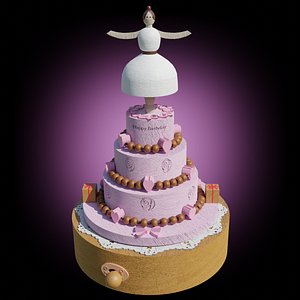 Wooden musical box ballerina toy 3D model 3D