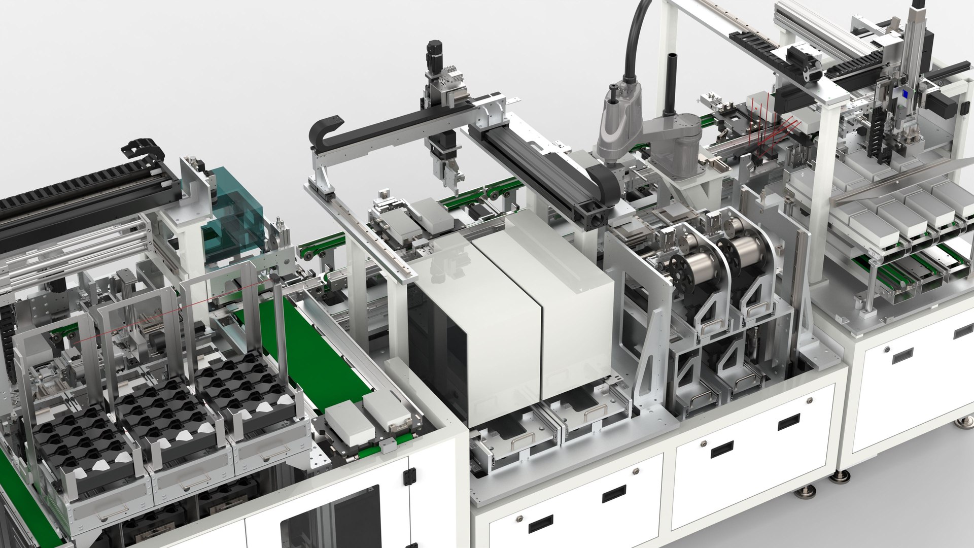 Automatic Mobile Phone Box Labeling And Assembly Earphone Machine 3D ...