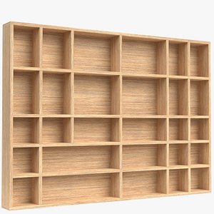 3D model Wall mounted wooden showcase 2