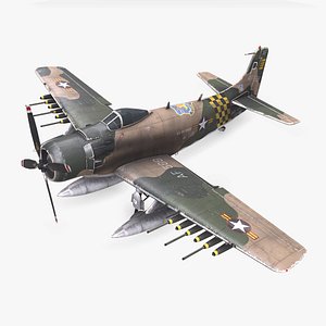 3D Douglas A-1 Skyraider Low-poly PBR