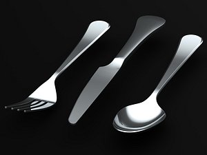 3D Stainless Steel Cutlery Set model