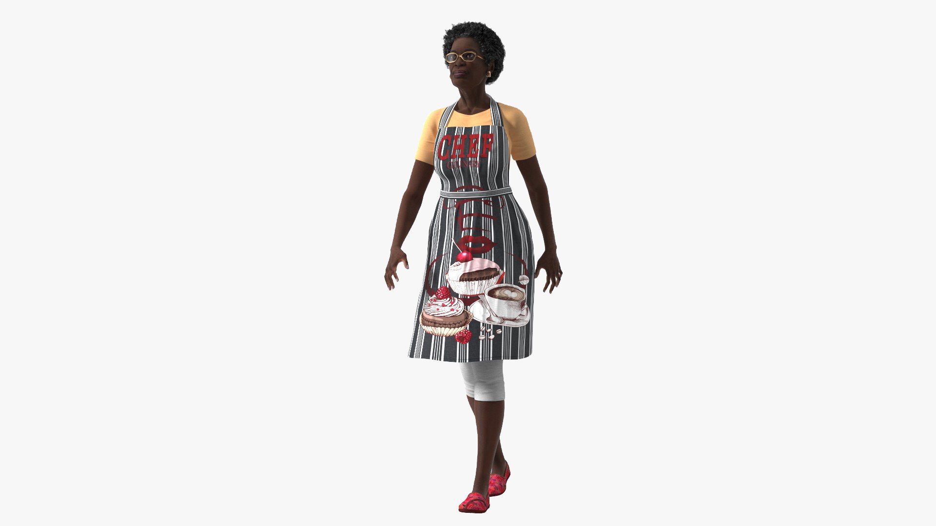 Afro American Woman Kitchen Style Rigged for Cinema 4D 3D model preview