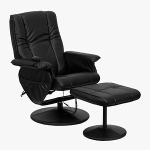 Flash Furniture Massaging armchair and Ottomana with leather wrapping frame 3D model